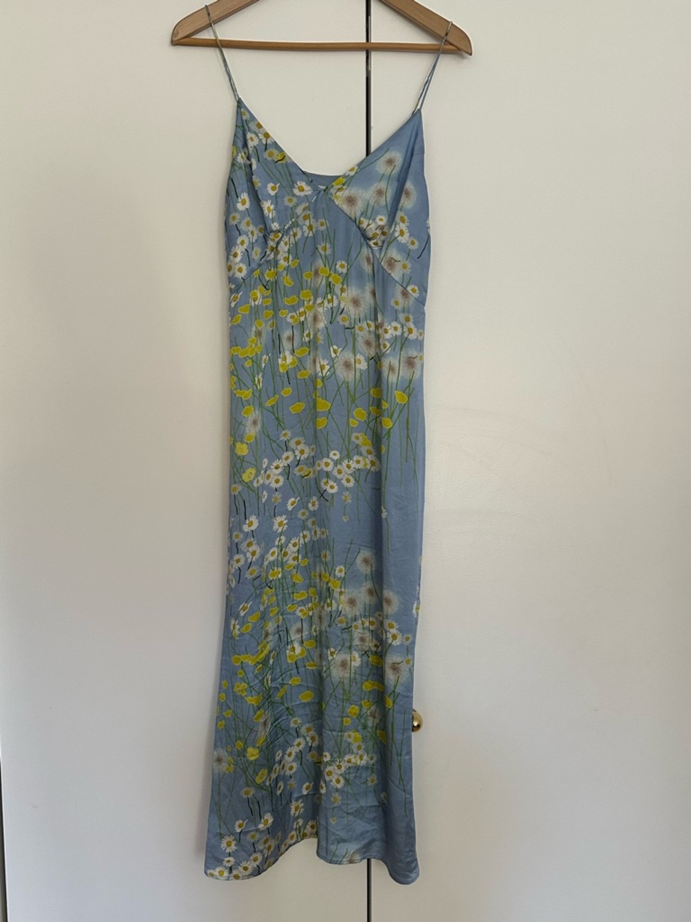 Bernadette Blue Floral Slip Dress with Spaghetti Straps